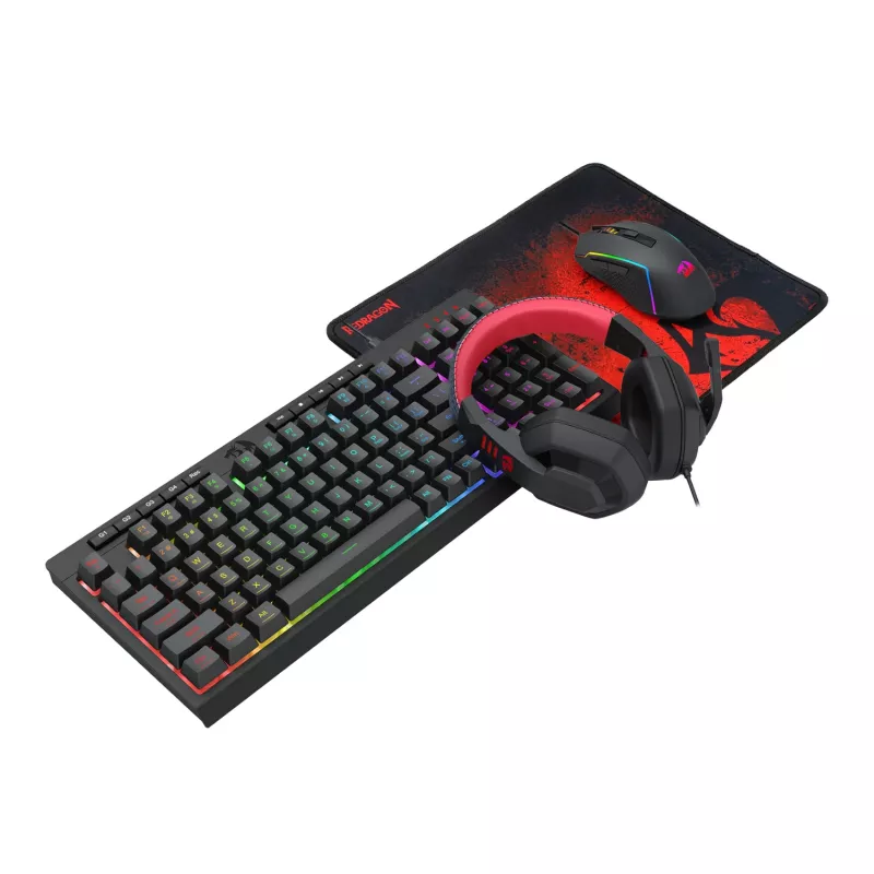 Combo gaming 4 in 1 Redragon RD-S149: tastiera RGB, mouse ottico, headset e tappetino per mouse