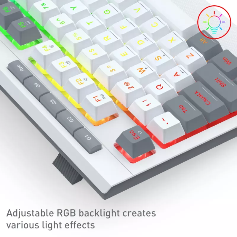 Redragon S151 Set tastiera e mouse da gaming RGB con filo - Bianco e grigio