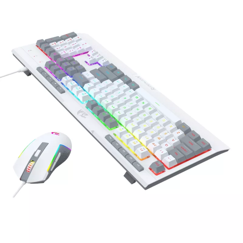 Redragon S151 Set tastiera e mouse da gaming RGB con filo - Bianco e grigio
