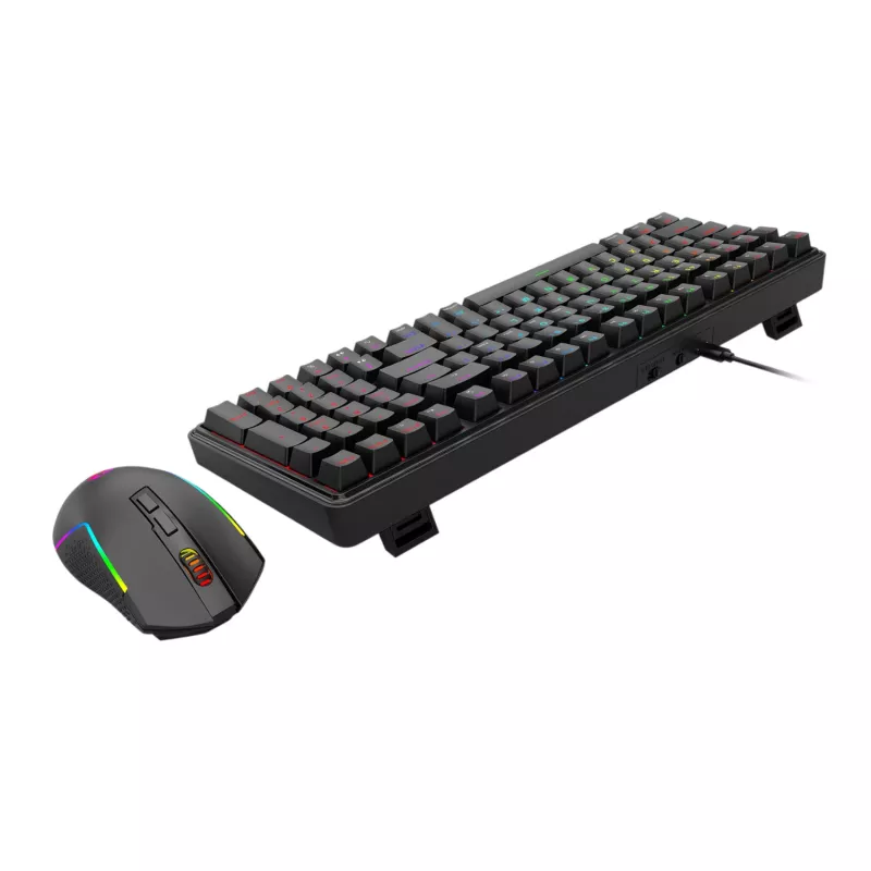 Redragon S162 combo tastiera e mouse da gaming meccanica wireless 3 modalità RGB - nero