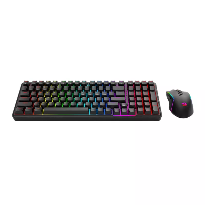 Redragon S162 combo tastiera e mouse da gaming meccanica wireless 3 modalità RGB - nero