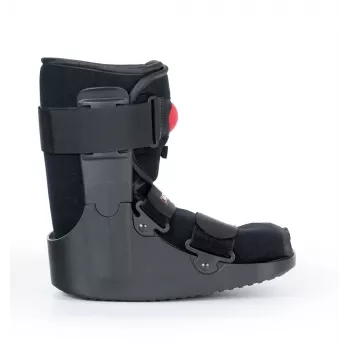 REH O-1183/XL Short Air Walker Boot – Immobilizzatore pneumatico caviglia e piede, suola a dondolo, nero/grigio, taglia XL