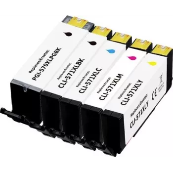 Renkforce Set compatibile da 5 cartucce d'inchiostro ad alto rendimento per Canon PGI-570PGBK XL, CLI-571BK XL, CLI-571C XL, CLI-571M XL, CLI-571Y XL (nero, nero fotografico, ciano, magenta, giallo) RF-6952434