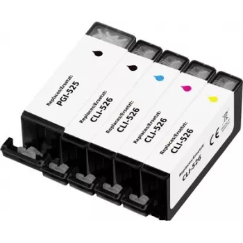 Renkforce Confezione combinata cartucce d'inchiostro compatibili per Canon PGI-525PGBK, CLI-526BK, CLI-526C, CLI-526M, CLI-526Y (nero pigmentato, nero a base di colorante, ciano, magenta, giallo, confezione da 5) RF-7064560