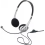 Renkforce RF-5045268 Headset on-ear con filo, microfono ad archetto e regolazione volume in linea, nero/argento
