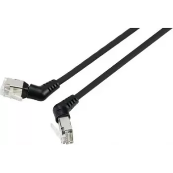 Renkforce RF-6071546 cavo patch CAT 6a F/UTP RJ45, 0,5 m, nero, connettori girevoli 360°, uscita angolare