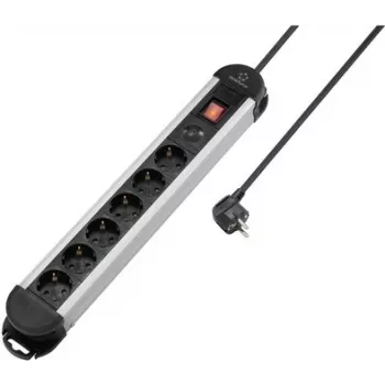 Renkforce RF-6417718 ciabatta multipresa con protezione da sovratensione 6 vie con corpo in alluminio, cavo 1,5 m, nero