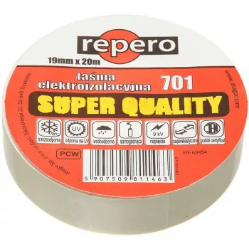 REPERO 701 Nastro isolante in PVC bianco 19 mm x 20 m
