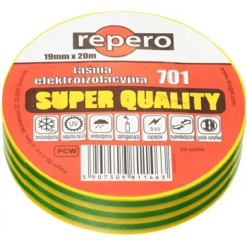 REPERO 701 Nastro isolante in PVC giallo-verde 19mm x 20m