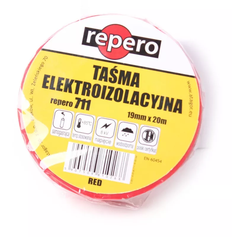 REPERO 711E nastro isolante in PVC rosso 19 mm x 20 m