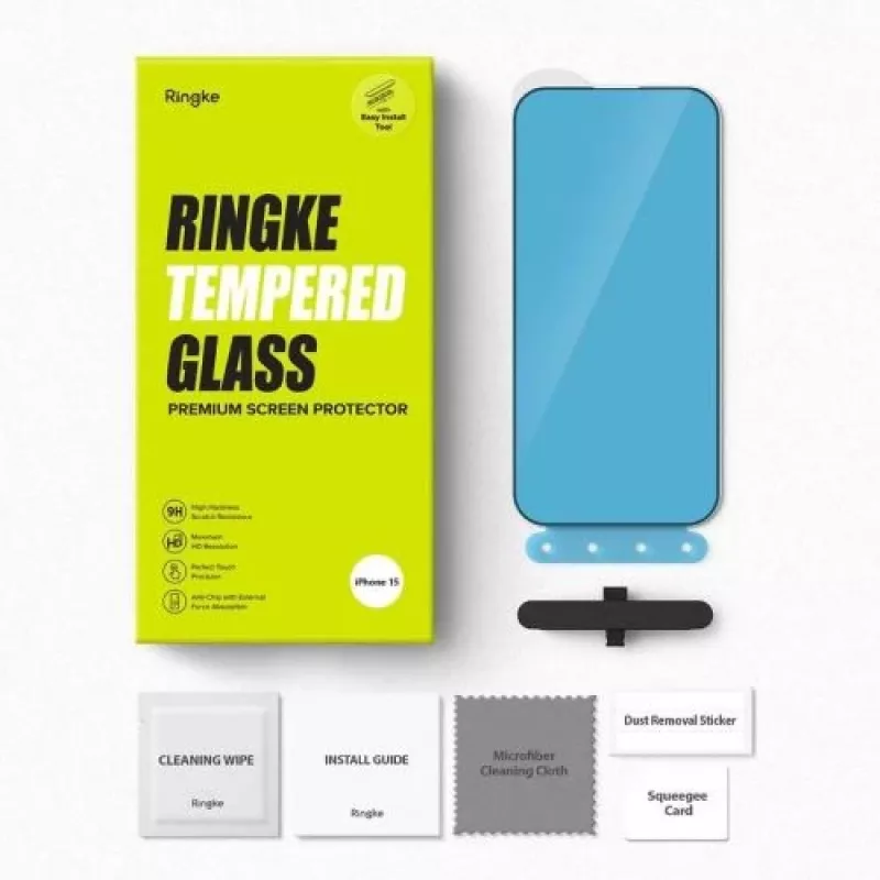 Ringke iPhone 15/16 Pellicola protettiva per display Privacy vetro temperato 9H con dima per l'installazione trasparente