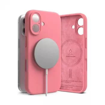 Custodia in silicone magnetico Ringke per iPhone 16 rosa