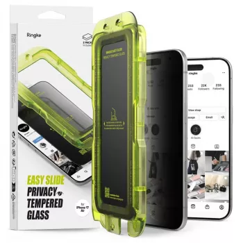 Ringke iPhone Air pellicola protettiva per display Premium Easy Slide Privacy vetro temperato 9H con dima per installazione (confezione da 2) trasparente