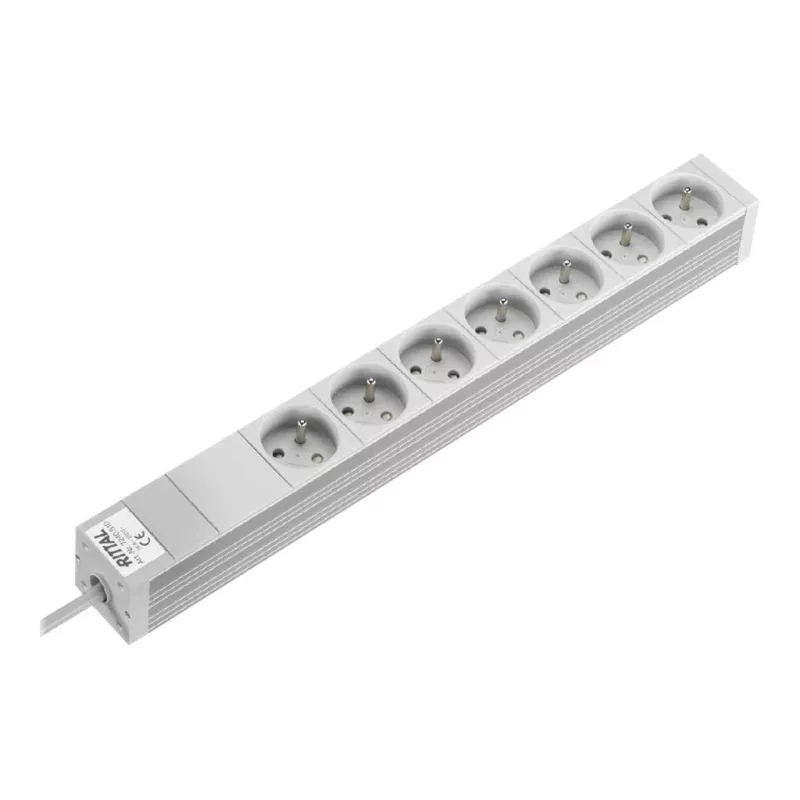 Rittal 7240510 PDU rack 19 pollici 1U, 7x prese CEE 7/5, 230V 16A, cavo 2m, grigio