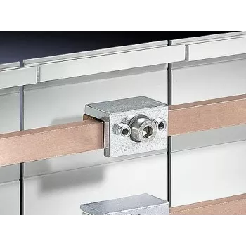 Rittal SV connettore singolo per barre conduttrici 9350.075 (confezione da 3) per barre conduttrici piatte in rame, 1600 A, 1000 V, nero