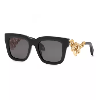 Roberto Cavalli SRC041M520700 Occhiali da sole unisex - Montatura nera, lenti grigio sfumato, 52 mm