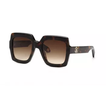 Occhiali da sole donna Roberto Cavalli SRC108-5204BL a gatto, montatura blu havana, lenti gradient blu, 52mm