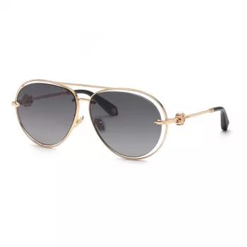 Occhiali da sole donna Roberto Cavalli SRC032M610300 - montatura oversize quadrata nera, lenti grigio sfumato, 61 mm