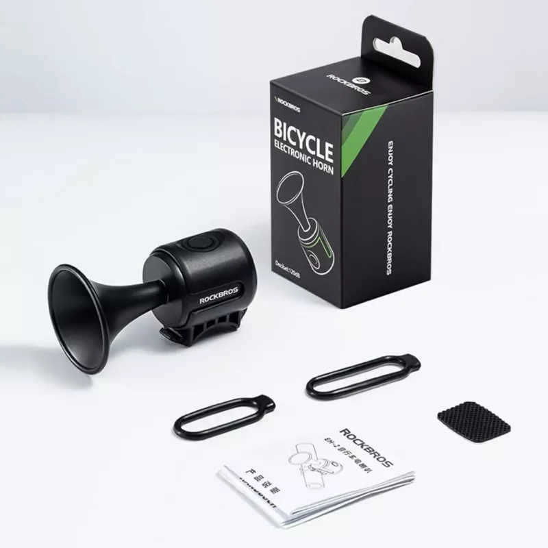 ROCKBROS Campanello elettronico per bici - nero, 110-120 dB, 4 suoni, ricaricabile, IPX4