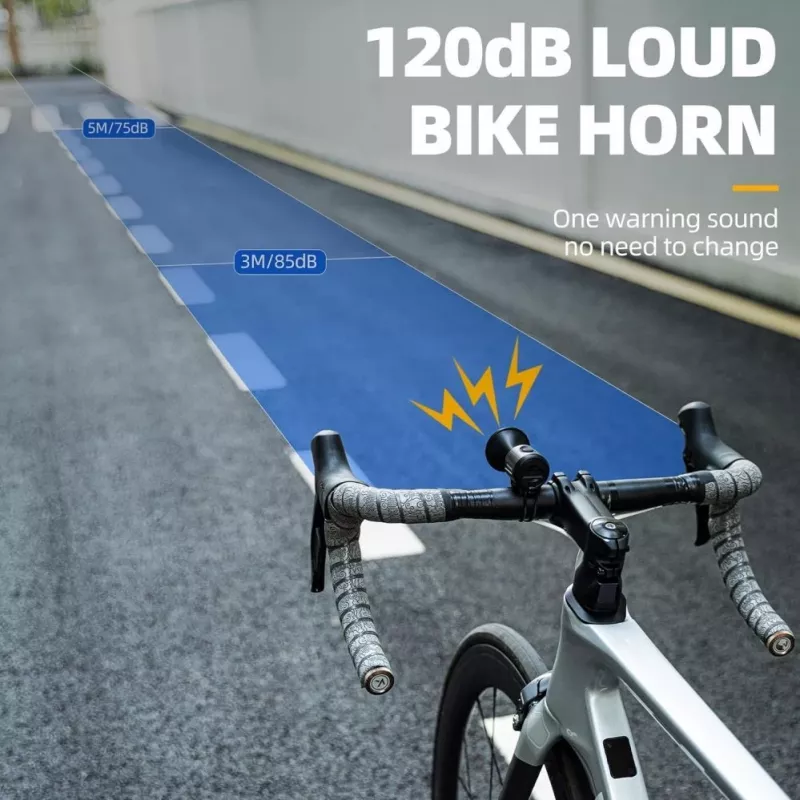 ROCKBROS Campanello elettronico per bici - nero, 110-120 dB, 4 suoni, ricaricabile, IPX4