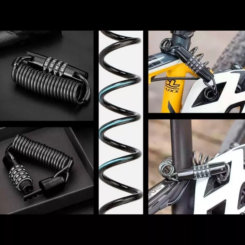 ROCKBROS T609 Lucchetto per bici con cavo a combinazione 1,5 m - Nero