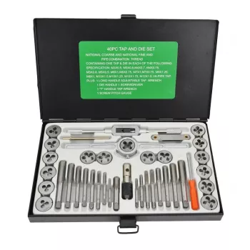 ROCKFORCE Set da 40 pezzi di maschi e filiere metrici M3-M12