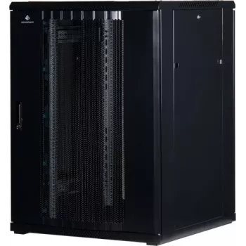 Rockstable Armadio rack 22U 19 pollici con porta a griglia - armadio a pavimento - 22U - portata 800 kg - porta con serratura - guide di montaggio - piedini regolabili (RS19-8822PP)