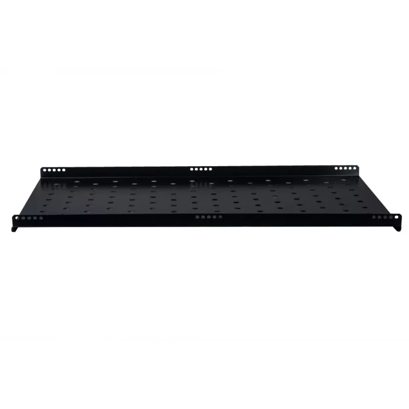 Rockstable RS19-FH612 Mensola rack 1U - nero - acciaio - portata 60 kg - perforata ovale