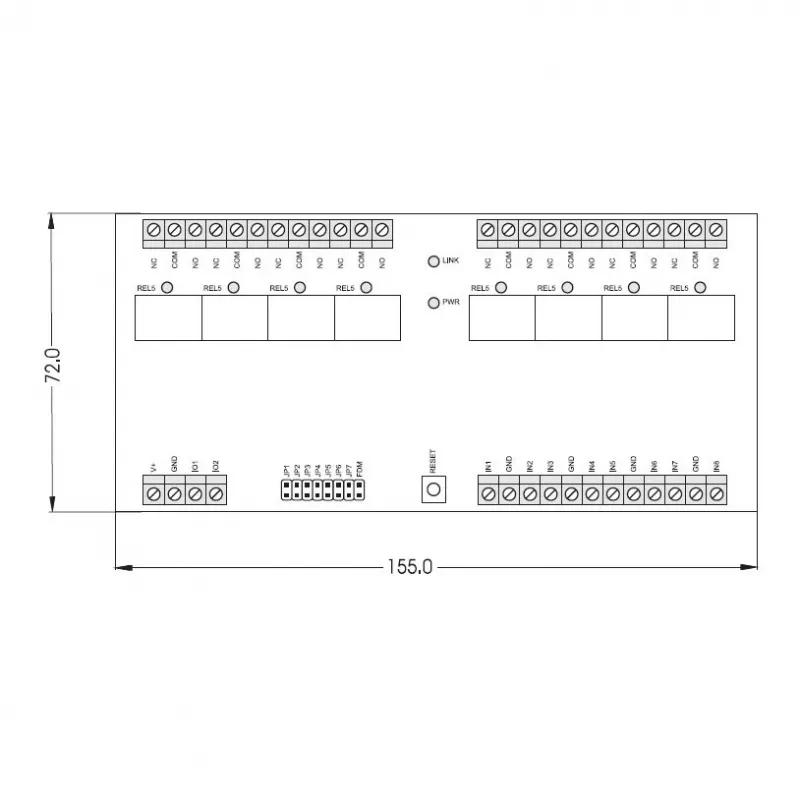 ROGER XM-8DR-BRD modulo espansore I/O, 8 ingressi, 8 uscite a relè, RS485