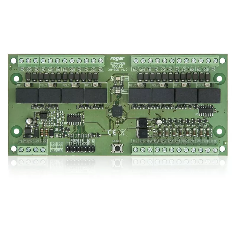 ROGER XM-8DR-BRD modulo espansore I/O, 8 ingressi, 8 uscite a relè, RS485