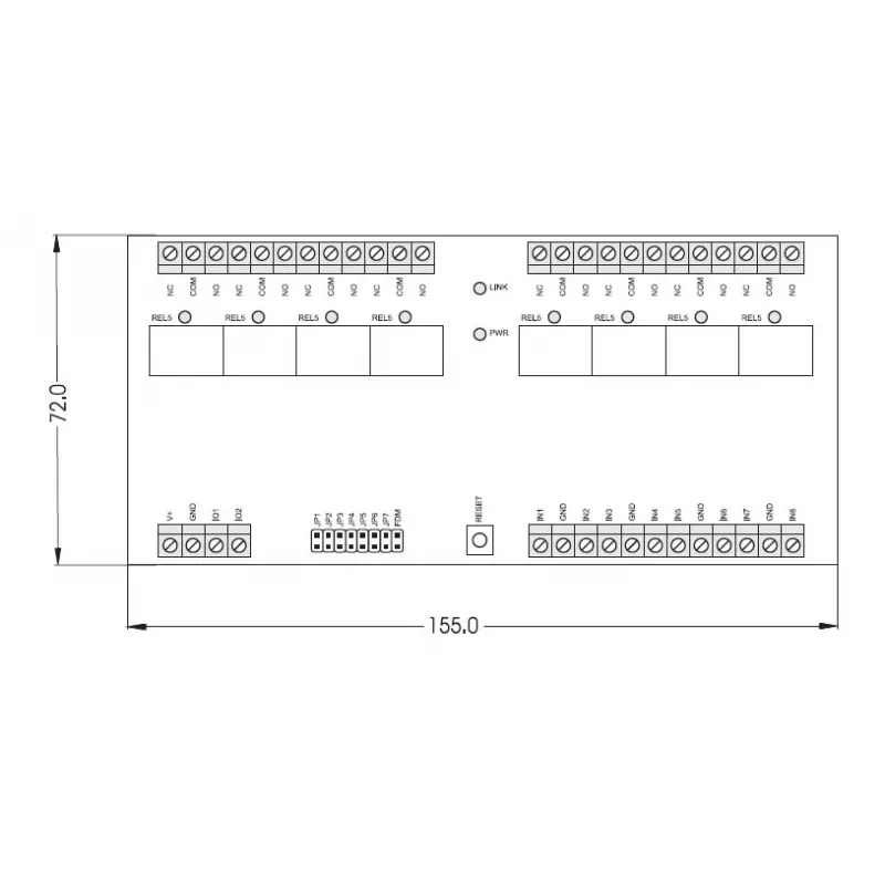 ROGER XM-8DR-BRD modulo espansore I/O, 8 ingressi, 8 uscite a relè, RS485