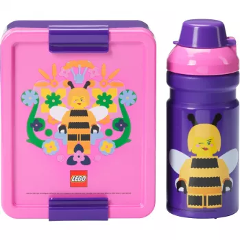 ROOM COPENHAGEN LEGO Set pranzo Bee - Set 2 pezzi con borraccia e portapranzo, lilla