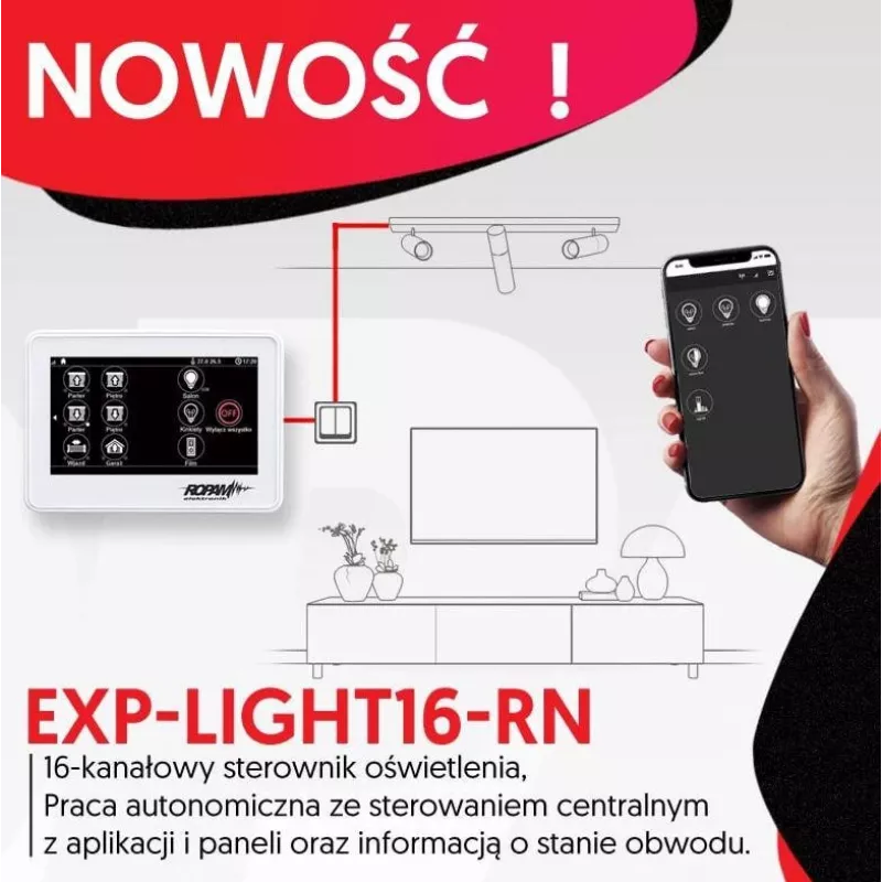 Ropam controllo luci EXP-LIGHT16-RN – modulo di espansione a relè 16 canali per bus RopamNet