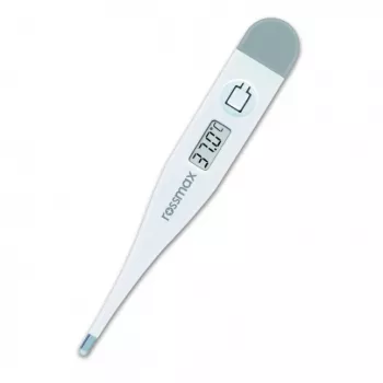 Rossmax TG 100 Termometro digitale con allarme febbre, orale, rettale, ascellare, sonda impermeabile, display LCD, richiamo memoria, commutabile tra Celsius e Fahrenheit