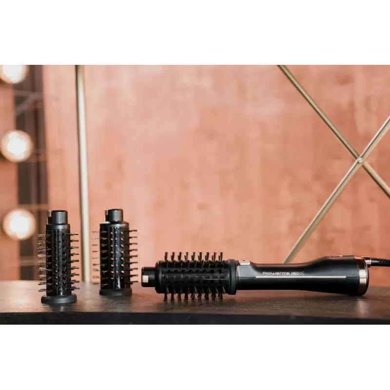Rowenta Ultimate Experience CF9620 spazzola styler ad aria calda con funzione ioni, 3 livelli di temperatura, nero/oro rosa