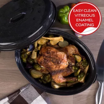 Russell Hobbs CW114911EU tegame arrosto smaltato 36cm con coperchio e autobagnatura, nero