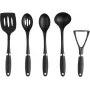 Russell Hobbs RH03026EU7 set di utensili da cucina da 5 pezzi con supporto girevole, nero e argento