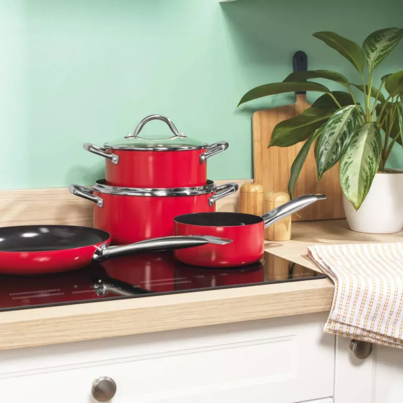 Russell Hobbs RH03821 set pentole Riviera 4 pezzi, rosso