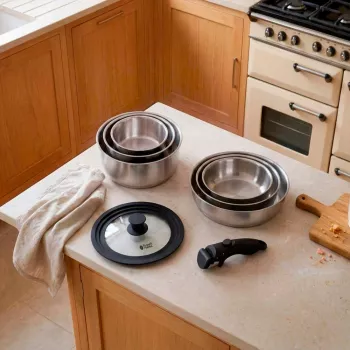Russell Hobbs RH04041 set di 8 pentole Smart Clip in acciaio inox