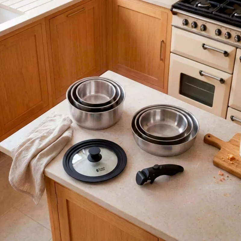 Russell Hobbs RH04041 set di 8 pentole Smart Clip in acciaio inox