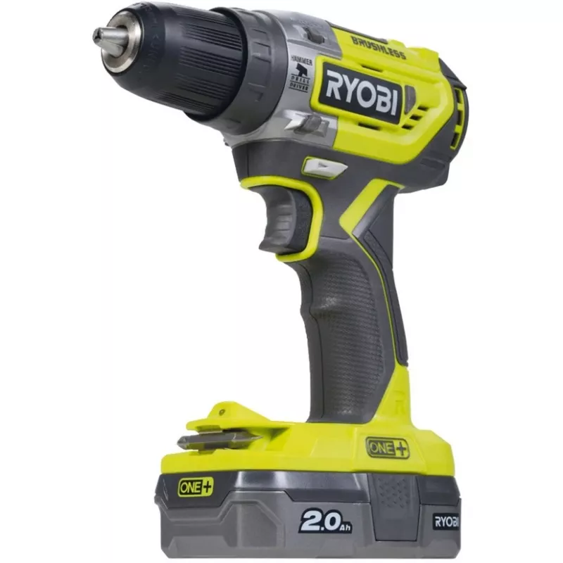 RYOBI ONE+ 18V trapano avvitatore a percussione a batteria R18PD5-220S, 2 batterie Li-Ion da 2,0Ah