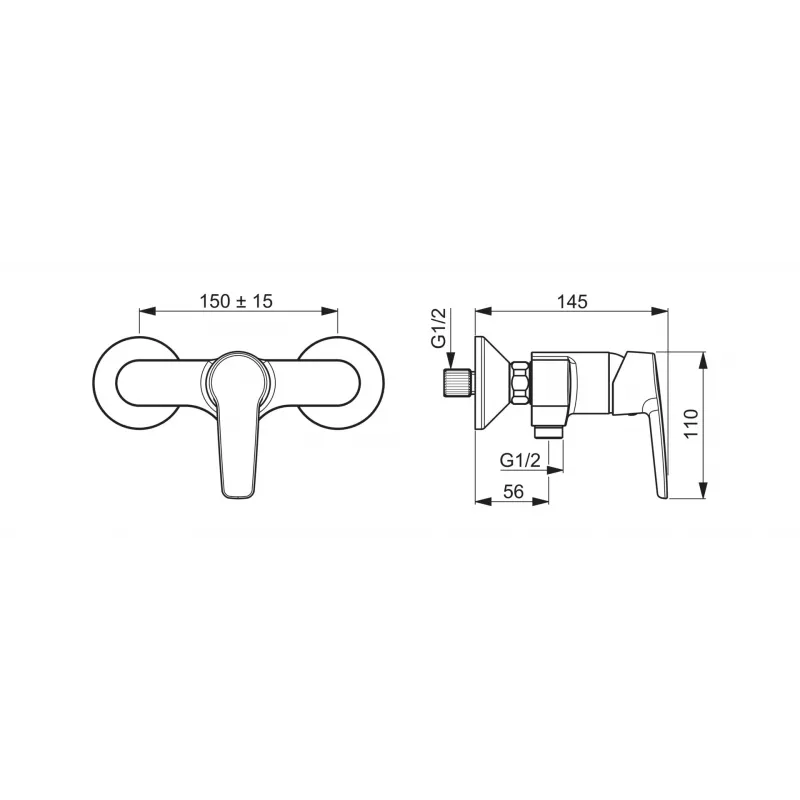 Miscelatore doccia monocomando Saga 3963Y – ottone cromato a parete con EcoFlow