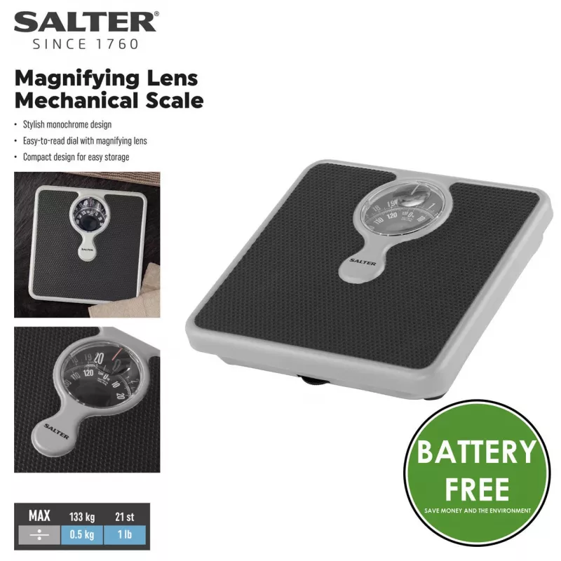 Salter 484 SFEU12 bilancia da bagno meccanica compatta con lente d'ingrandimento