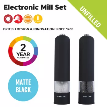 Salter 7524 BKXRUP3 Soft-Touch set di macinini elettrici, nero opaco