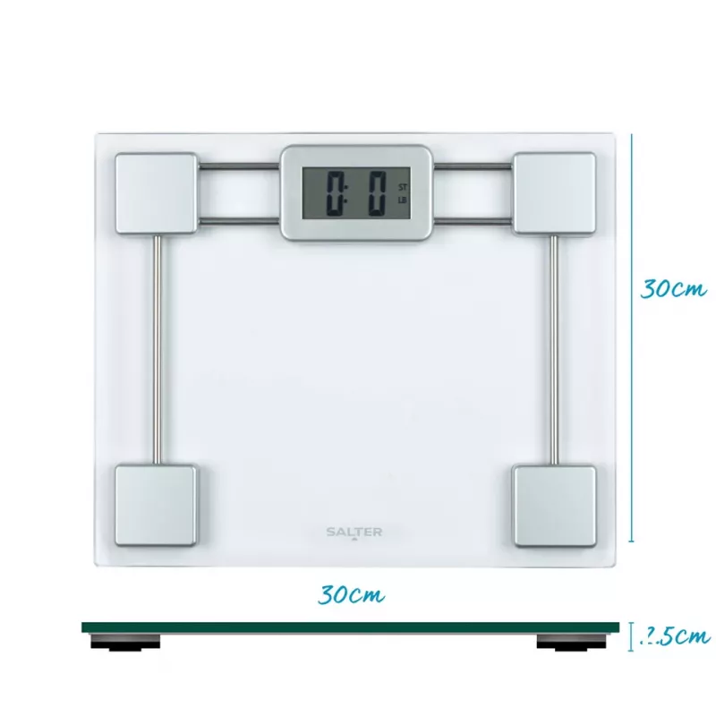 Salter 9081 SVFEU12 bilancia da bagno in vetro, argento/trasparente