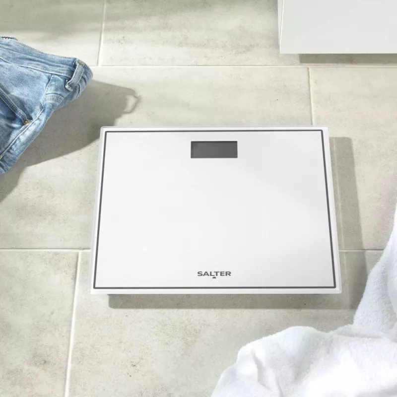 Salter 9207 WHCFEU12 bilancia da bagno elettronica compatta in vetro, bianco
