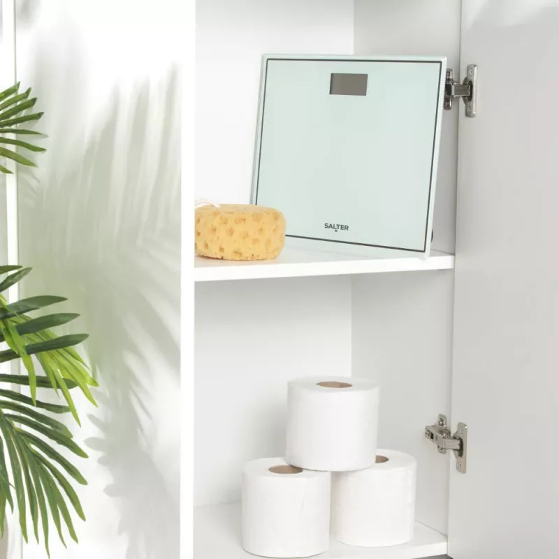 Salter 9207 WHCFEU12 bilancia da bagno elettronica compatta in vetro, bianco