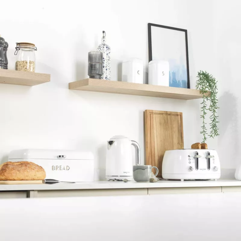 Salter Boston set di 4 accessori da bagno per il ripiano, bianco ghiaccio