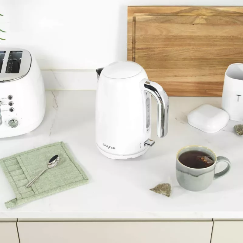 Salter Boston set di 4 accessori da bagno per il ripiano, bianco ghiaccio