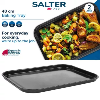 Salter BW12813EU7 Teglia da forno 40cm - Megastone antiaderente in acciaio al carbonio, antracite